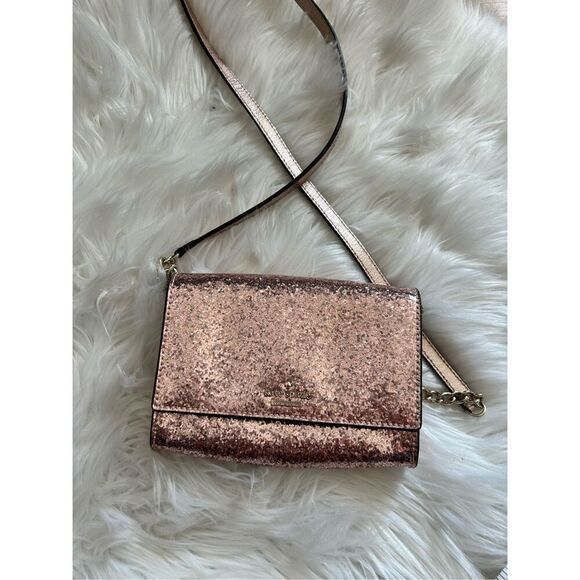 KATE SPADE NEW YORK pale pink GLITTER crossbody bag retails for $350 - Picture 1 of 9